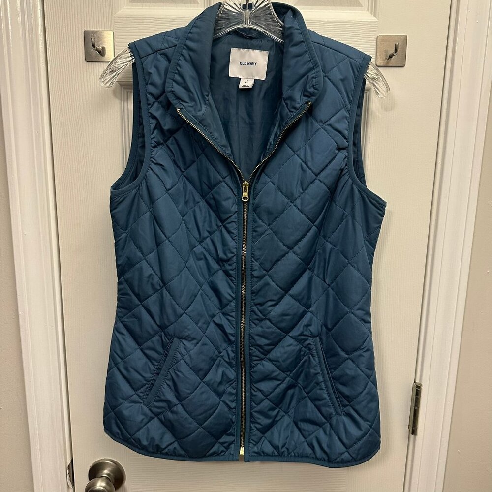 Old Navy Blue Quilted Vest S TALL